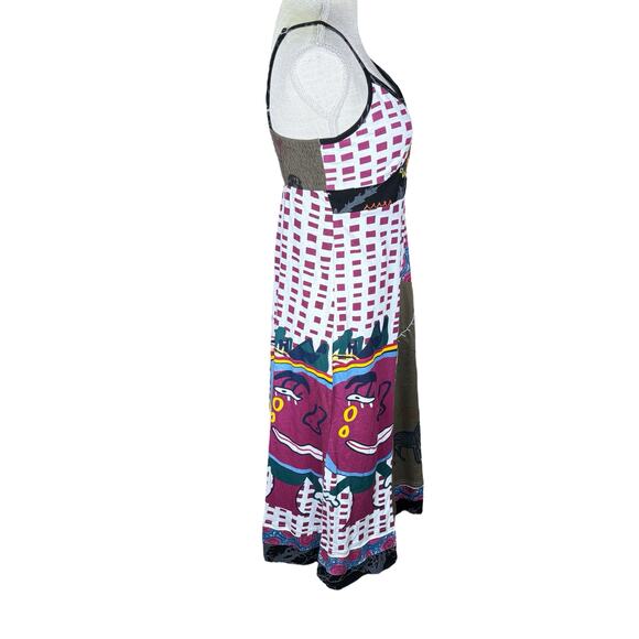 NWT Sylc Camisa Midi Dress Women's Large Artsy Boho Spaghetti Straps Babydoll - Picture 3 of 15